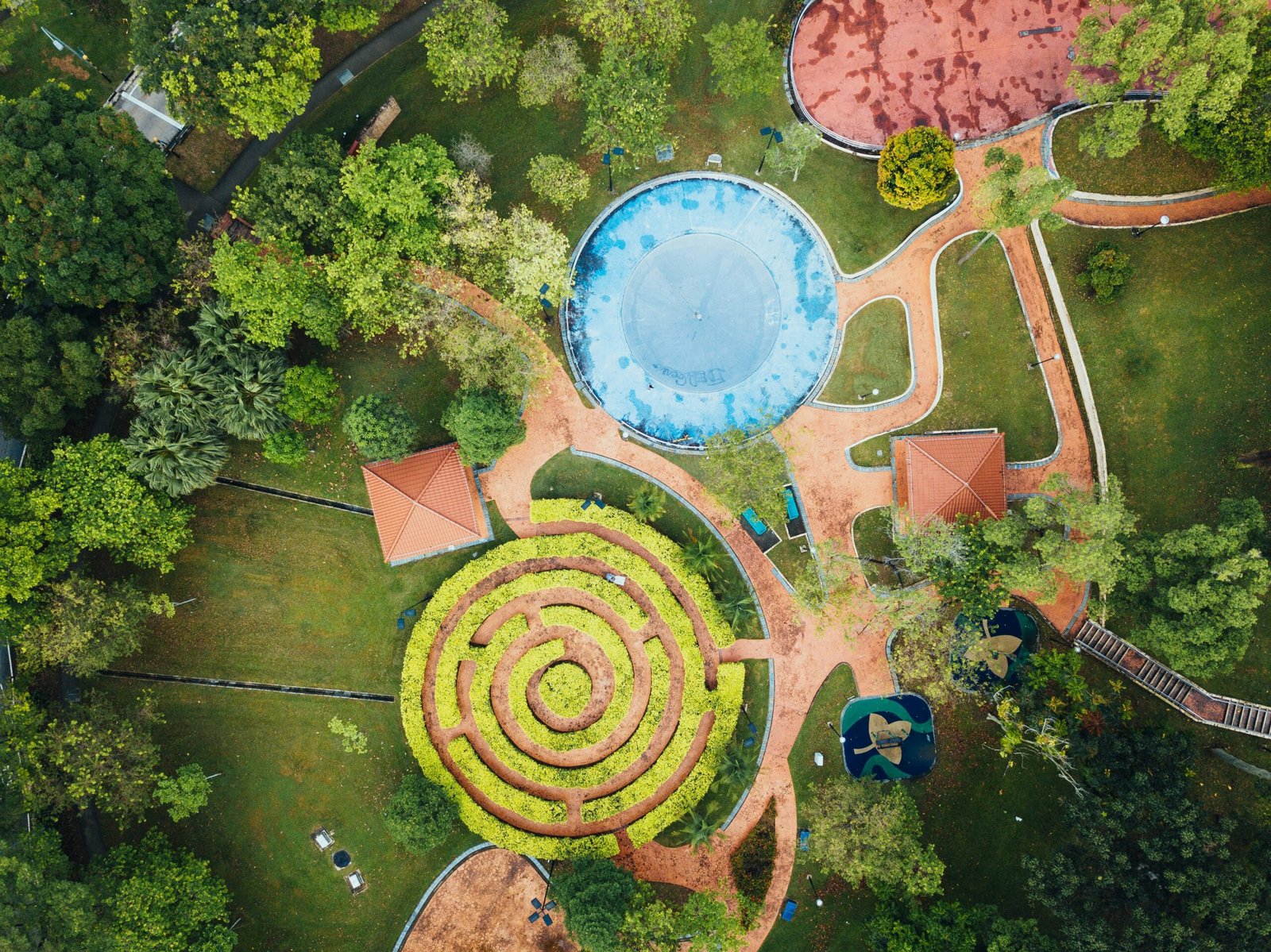 bird's eye view photography of a trees and park